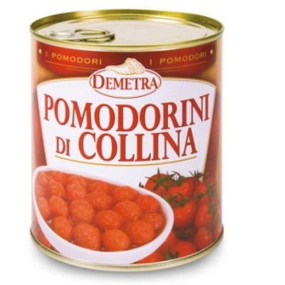 Pomidorai raudoni vyšniniai savo sultyse, DEMETRA, 800 g / 480 g